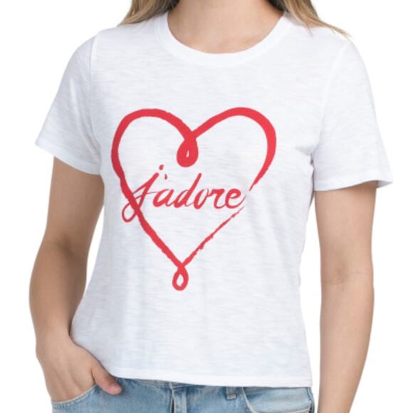 Cinq à Sept J'adore Heart Shrunken Tee - Picture 1 of 8